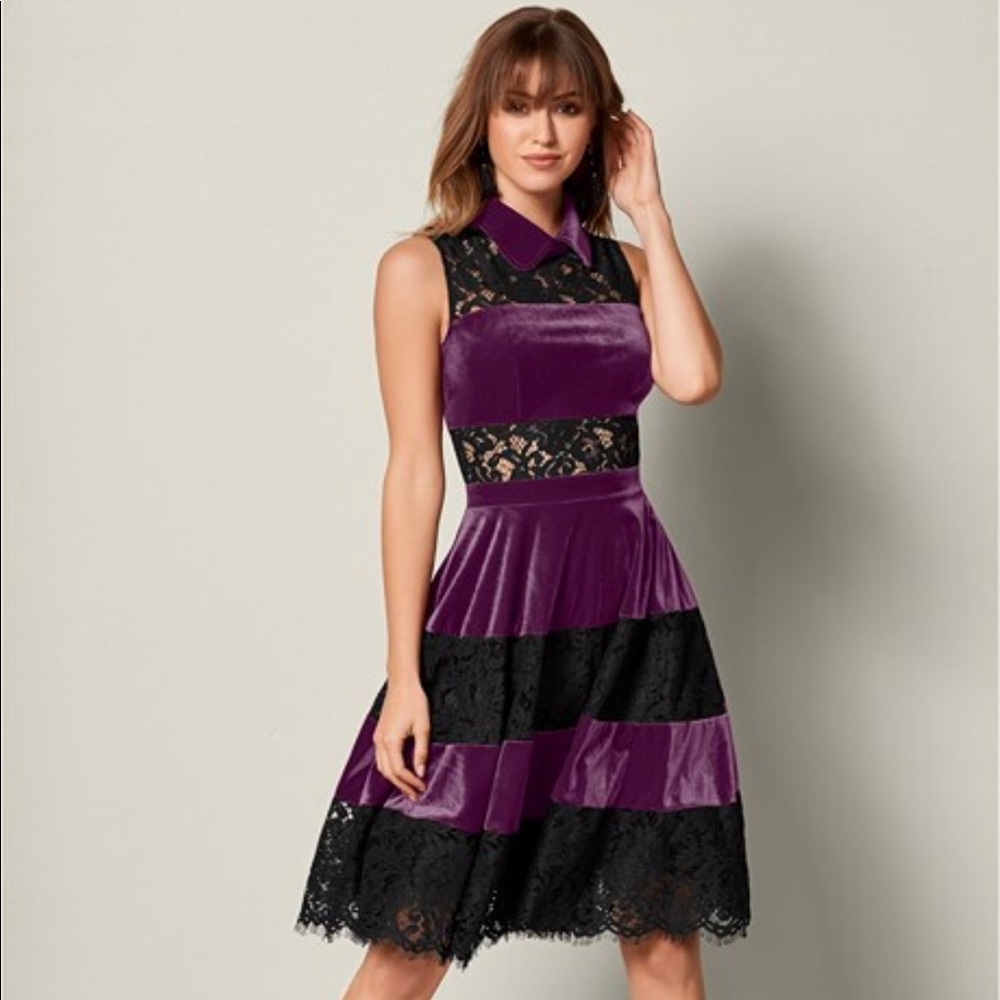 Velvet with Lace Dress